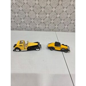 Vintage Yellow Black Toy Cars Replica Antique Vehicle Collectible Die Cast Metal
